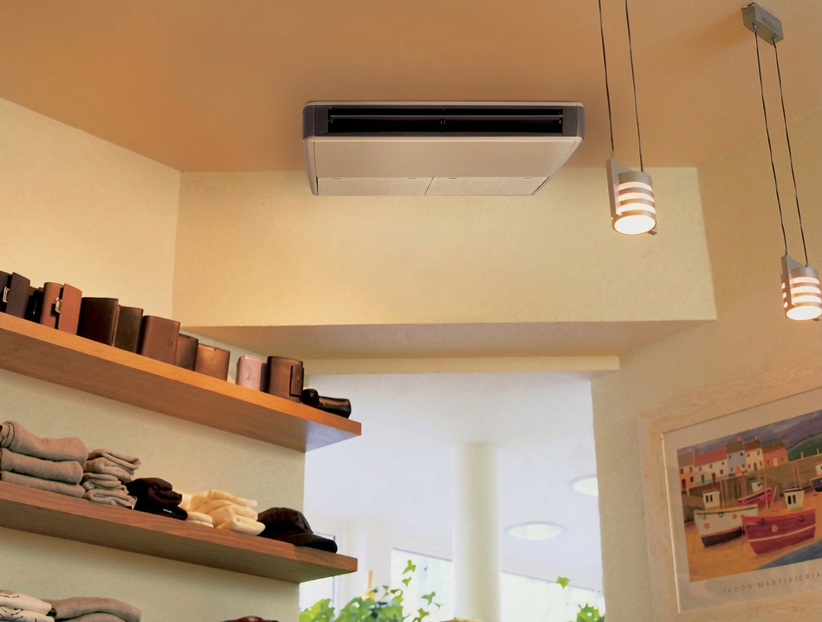 Windcatcher ceiling suspended unit in light commercial space