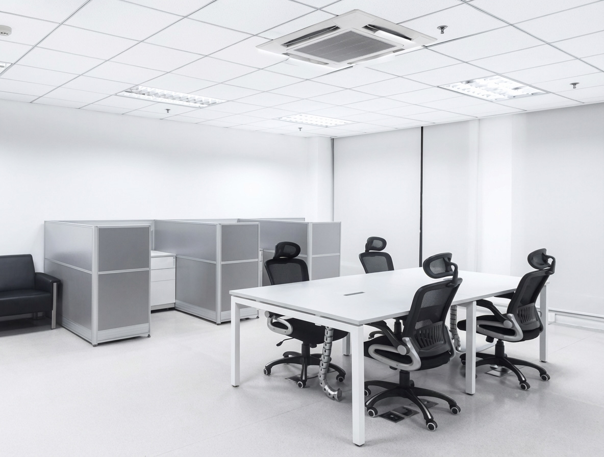 Windcatcher fan coil unit in office ceiling